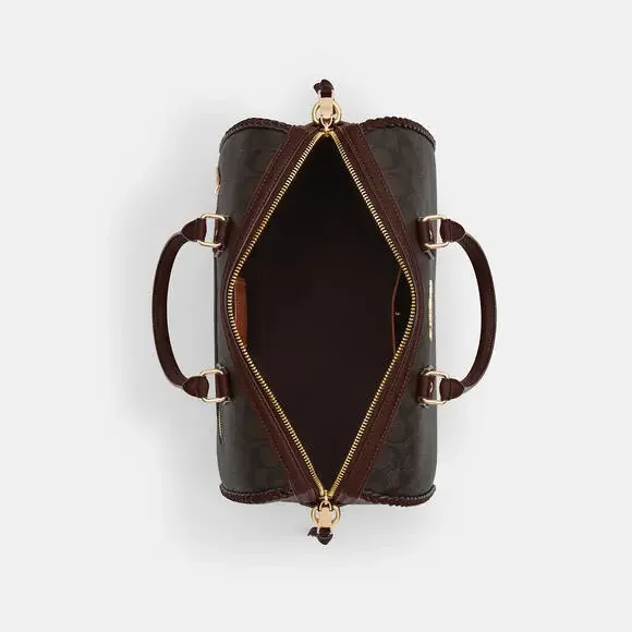 Rowan Large Satchel Bag In Signature Canvas With Fringe - Picture 4 of 8